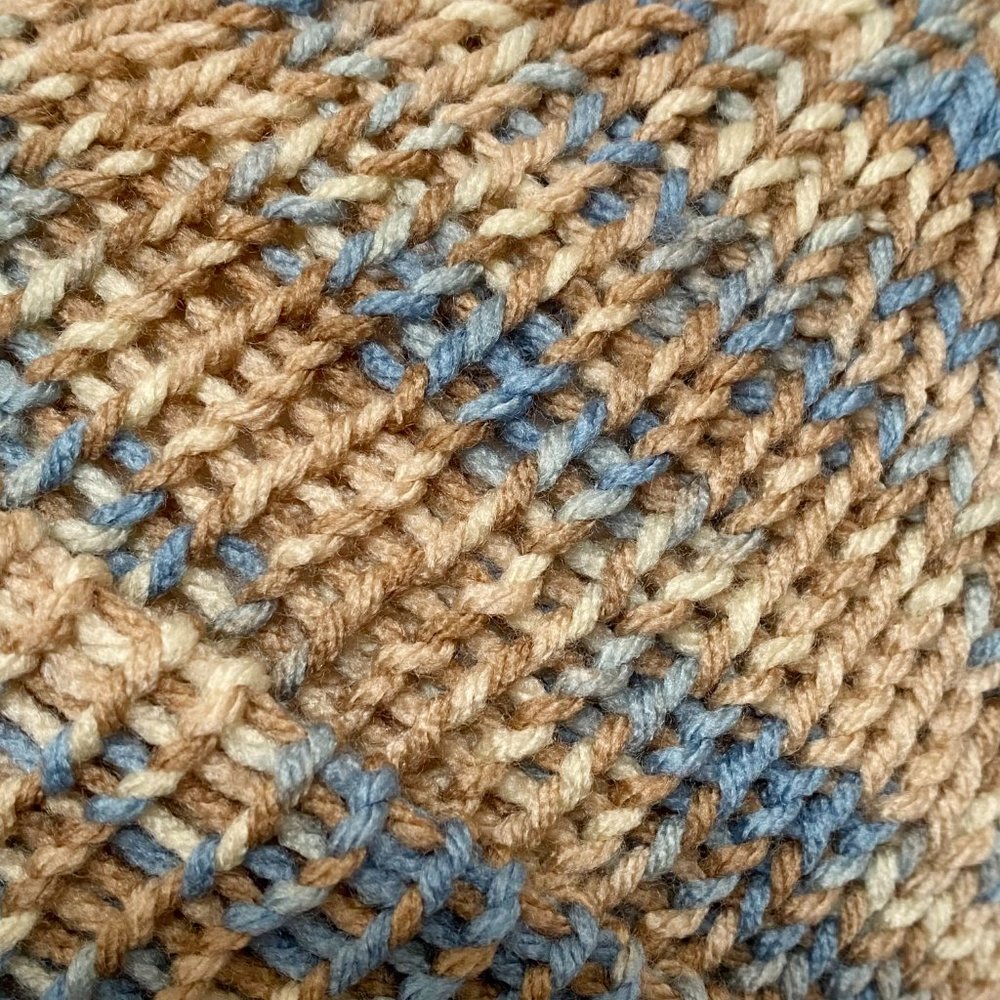 Blue & Brown Youth/Juniors Handmade Acrylic Blend Knit Winter Hat OS - Picture 3 of 4